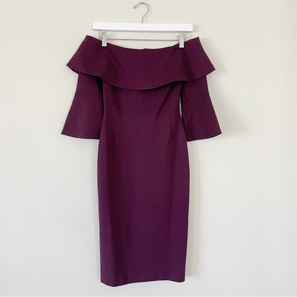 Babaton Aritzia Giovanni midi dress Off the Shoulder Ruffle - Picture 1 of 12